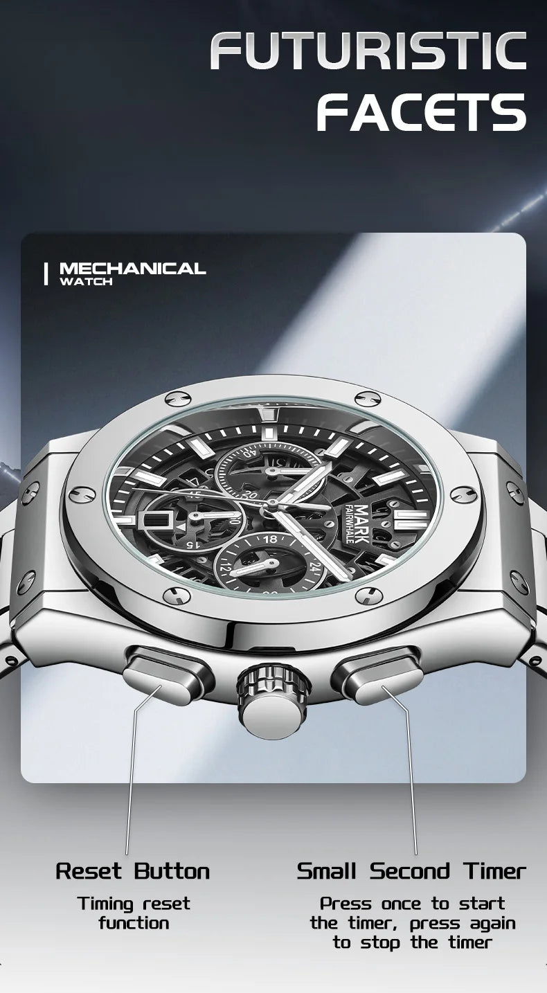 Mark Fairwhale 5037 Watches for Men Quartz Watches Waterproof Luminous Pointers Luxury Wristwatches Business Chronograph Watch