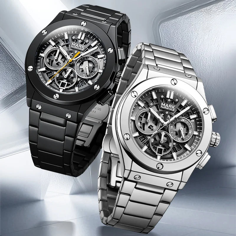 Mark Fairwhale 5037 Watches for Men Quartz Watches Waterproof Luminous Pointers Luxury Wristwatches Business Chronograph Watch