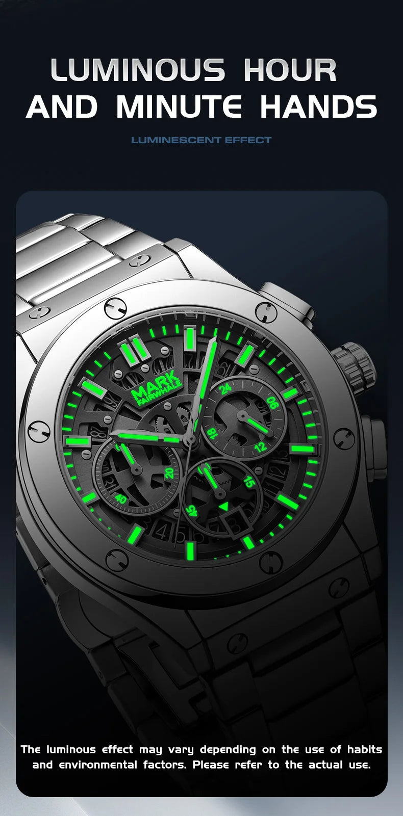 Mark Fairwhale 5037 Watches for Men Quartz Watches Waterproof Luminous Pointers Luxury Wristwatches Business Chronograph Watch