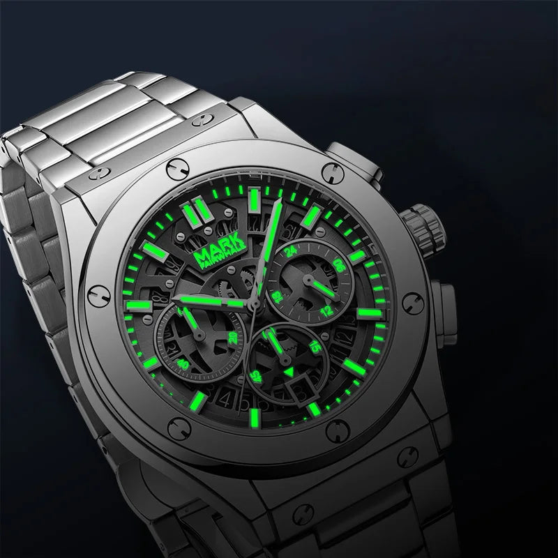Mark Fairwhale 5037 Watches for Men Quartz Watches Waterproof Luminous Pointers Luxury Wristwatches Business Chronograph Watch