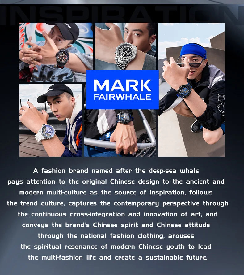 Mark Fairwhale 5037 Watches for Men Quartz Watches Waterproof Luminous Pointers Luxury Wristwatches Business Chronograph Watch