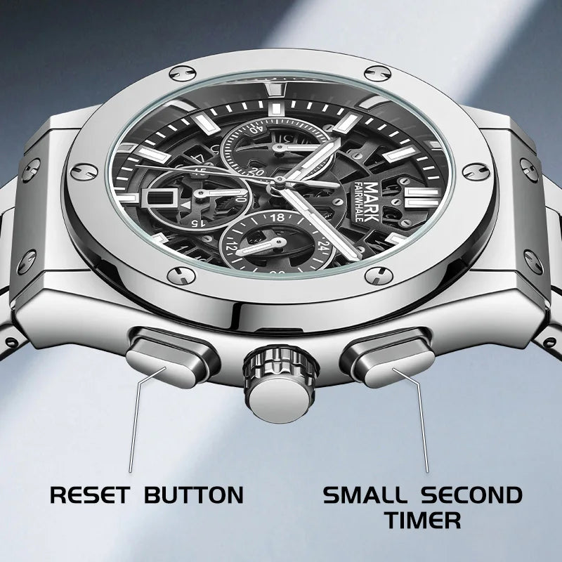 Mark Fairwhale 5037 Watches for Men Quartz Watches Waterproof Luminous Pointers Luxury Wristwatches Business Chronograph Watch