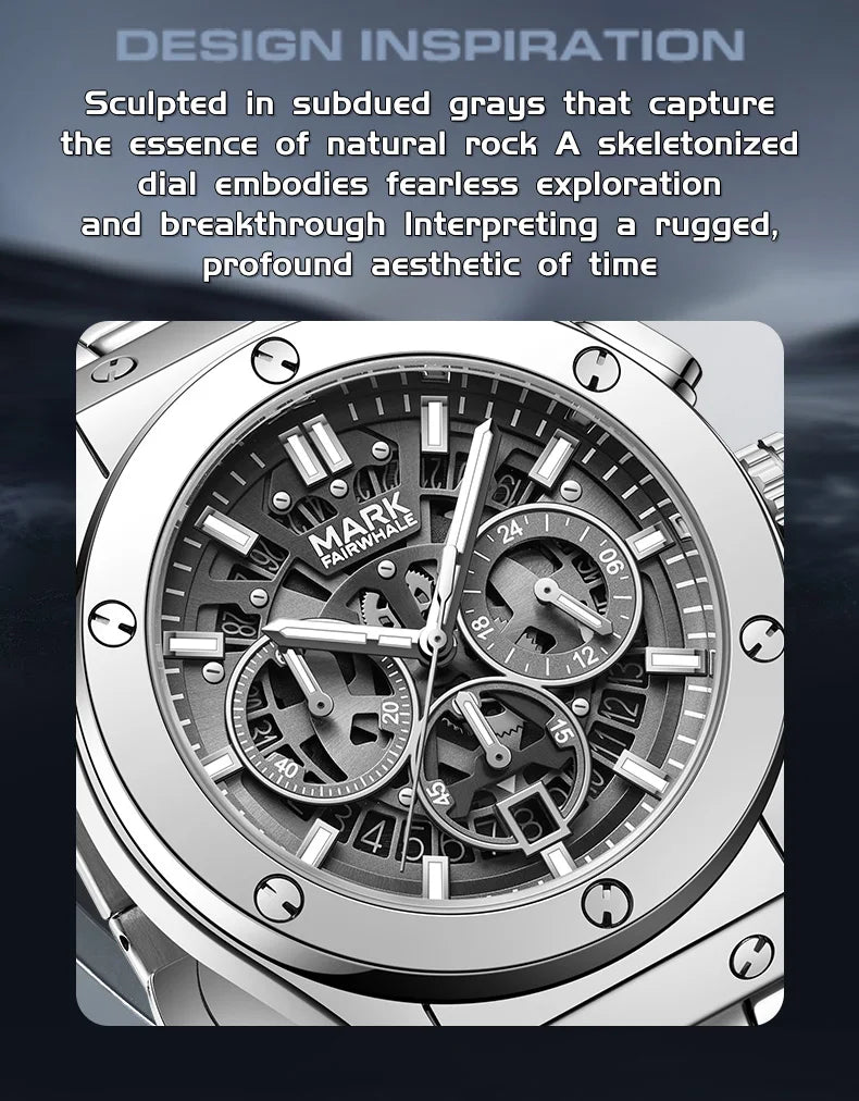 Mark Fairwhale 5037 Watches for Men Quartz Watches Waterproof Luminous Pointers Luxury Wristwatches Business Chronograph Watch