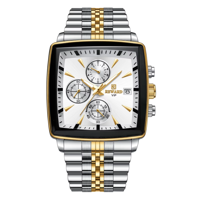 Luxury Square Dial Men Quartz Wristwatch Fashion Stainless Steel Man Business Watches With Calendar , perfect for gift
