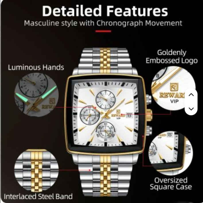 Luxury Square Dial Men Quartz Wristwatch Fashion Stainless Steel Man Business Watches With Calendar , perfect for gift